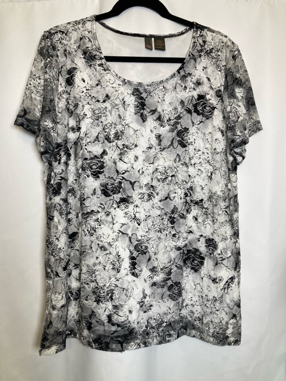 Sere Nade NY Woman 1X Black/White Floral Layered Blouse Romantic Goth